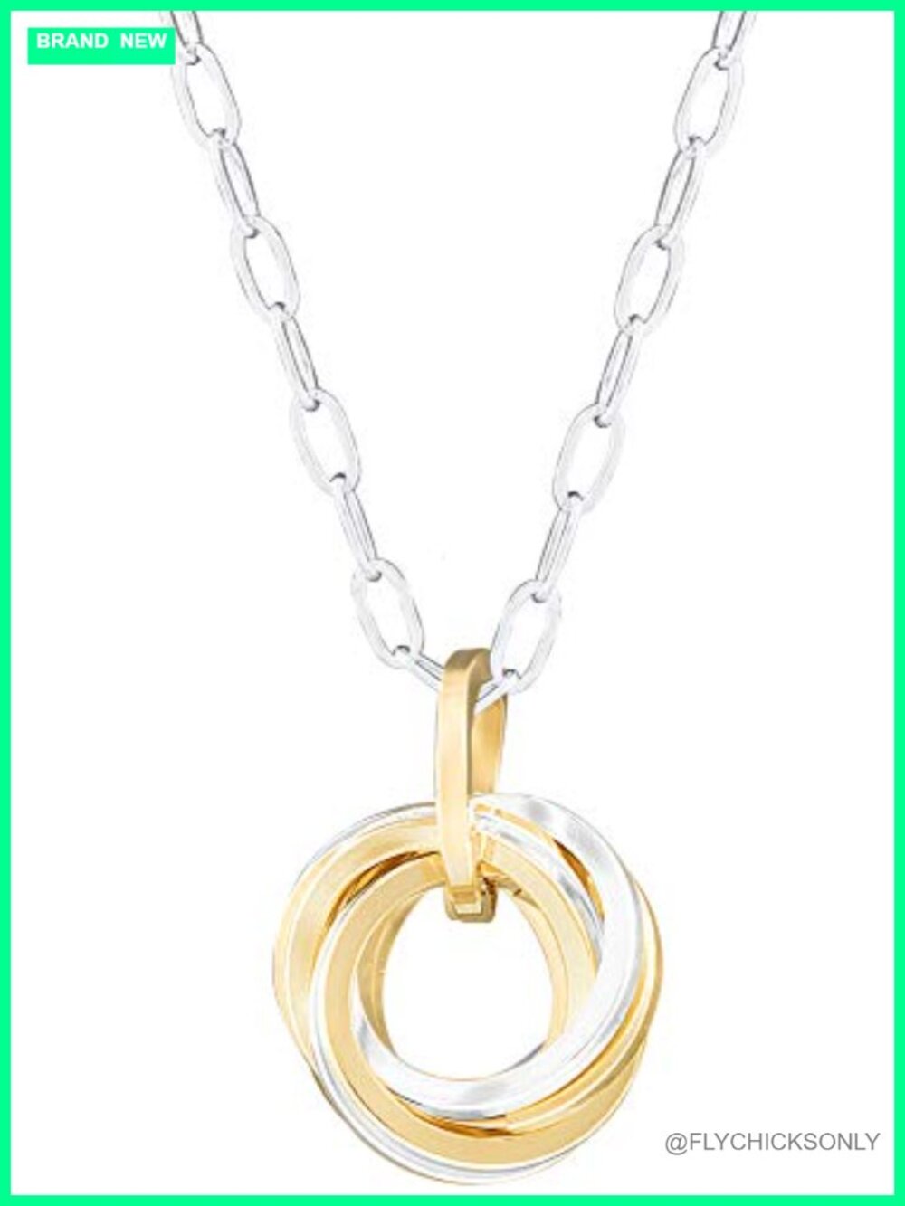 14K Gold Filled & Sterling Silver Love Knot Pendant Necklace 20 Inch